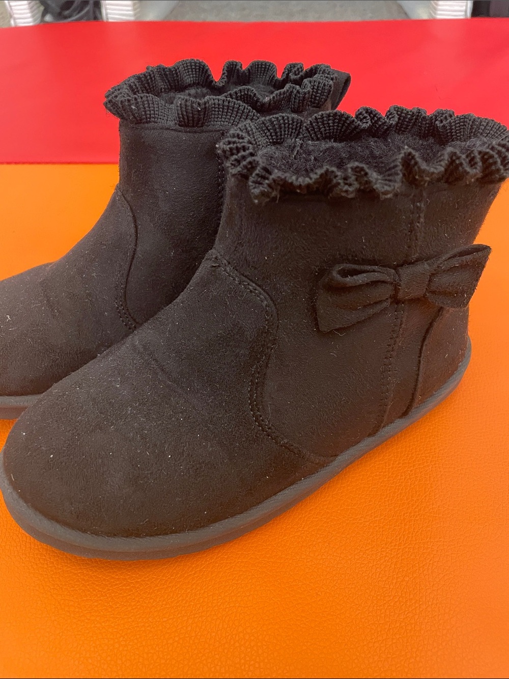 wonder nation Black Ruffle Bow Ankle Boots